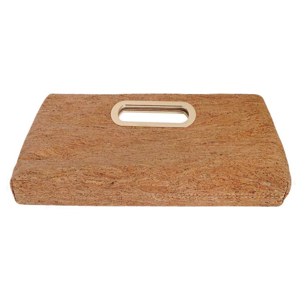 4026 Cork Top Handle Clutch, Gold - Picture 2 of 7